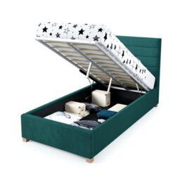 Rest Relax Lottie Solo Ottoman Bed Plush Velvet Emerald Green - Single 3Ft - thumbnail 6