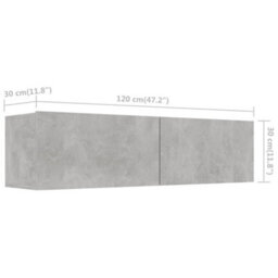 Berkfield Tv Cabinet Concrete Grey 120X30X30 Cm Engineered Wood - thumbnail 8