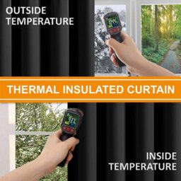 Oxford Homeware Black 230 Gsm Blackout Curtain Thermal Insulated Pencil Pleat For Window Curtain Pair (W)168Cm X (L)137Cm - thumbnail 2