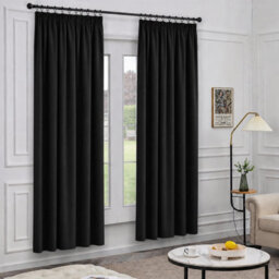 Oxford Homeware Black 230 Gsm Blackout Curtain Thermal Insulated Pencil Pleat For Window Curtain Pair (W)168Cm X (L)137Cm - thumbnail 7