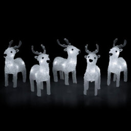 Christow Acrylic Led Reindeer Small Christmas Decorations Indoor Outdoor 5Pc Set - thumbnail 2