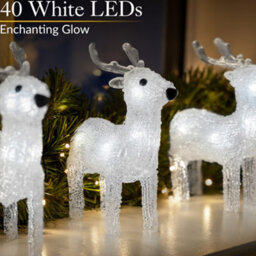 Christow Acrylic Led Reindeer Small Christmas Decorations Indoor Outdoor 5Pc Set - thumbnail 3