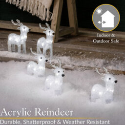 Christow Acrylic Led Reindeer Small Christmas Decorations Indoor Outdoor 5Pc Set - thumbnail 4