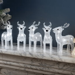 Christow Acrylic Led Reindeer Small Christmas Decorations Indoor Outdoor 5Pc Set