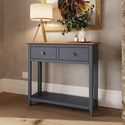 Fwstyle Taberno 2 Drawer Console Hall Table Graphite Blue (H) 76 (W) 85 (D) 30Cm - image 1