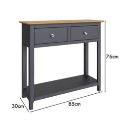 Fwstyle Taberno 2 Drawer Console Hall Table Graphite Blue (H) 76 (W) 85 (D) 30Cm - thumbnail 6