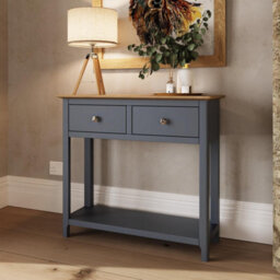 Fwstyle Taberno 2 Drawer Console Hall Table Graphite Blue (H) 76 (W) 85 (D) 30Cm - thumbnail 1