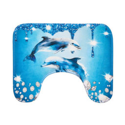 4-Piece Dolphin Bathroom Set - Shower Curtain With Mats & Toilet Lid Cover - thumbnail 4