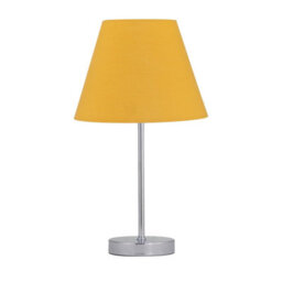 First Choice Lighting Chrome Stick Table Lamp With Ochre Fabric Shade - thumbnail 1