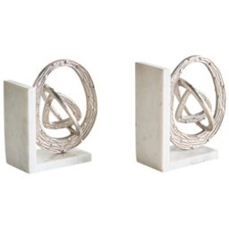 Beliani Set Of Bookends Rabina Marble Silver - thumbnail 5