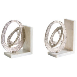 Beliani Set Of Bookends Rabina Marble Silver