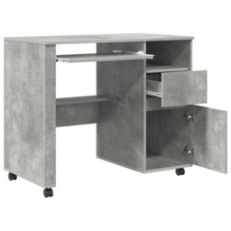 Berkfield Modern Concrete Grey Computer Desk Concrete Grey Particle Board Medium - thumbnail 5