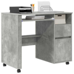 Berkfield Modern Concrete Grey Computer Desk Concrete Grey Particle Board Medium - thumbnail 3