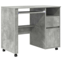 Berkfield Modern Concrete Grey Computer Desk Concrete Grey Particle Board Medium - thumbnail 1