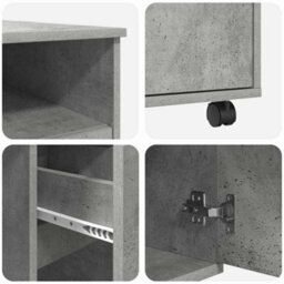 Berkfield Modern Concrete Grey Computer Desk Concrete Grey Particle Board Medium - thumbnail 9