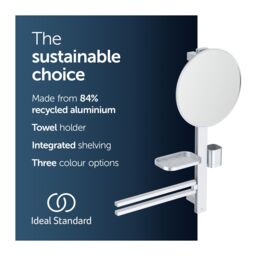 Ideal Standard Alu+ Matt Silver Effect Round Wall-Mounted Bathroom Mirror (H)71.7Cm (W)58Cm - thumbnail 3