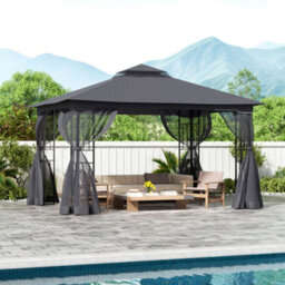 Thehotsale Dark Grey Gazebo Shade Canopy Party Tent Waterproof Sun Shade For Patio - thumbnail 2