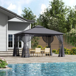 Thehotsale Dark Grey Gazebo Shade Canopy Party Tent Waterproof Sun Shade For Patio