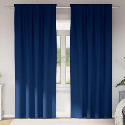 Berkfield Curtains With Curtains 2 Pcs Dark Blue 225 X 140 Cm Polyester - image 1