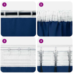 Berkfield Curtains With Curtains 2 Pcs Dark Blue 225 X 140 Cm Polyester - thumbnail 6