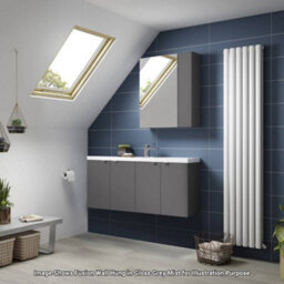 Hudson Reed Fusion Wall Hung Vanity Unit & Compact Basin, Stylish Sink Vanity Unit, Anthracite Woodgrain, 1200mm - thumbnail 3