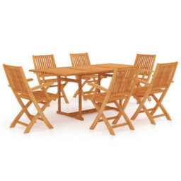 Berkfield 7 Piece Garden Dining Set Solid Teak Wood - thumbnail 1