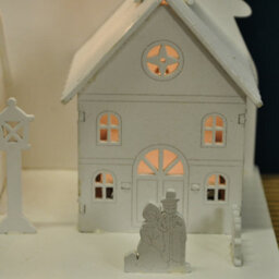 Selections Christmas Village Alpine Scene Decoration White Wooden Ornament With Leds - thumbnail 7