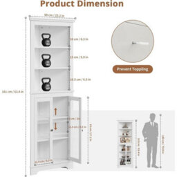 5-Tier Display Corner Storage Cabinet Bookcase Glass Door Shelf - thumbnail 2