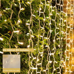 Christmas Tree World Crownvine 20 Led 2M White Rubber Cable Connectable Curtain Lights - Warm White - thumbnail 2