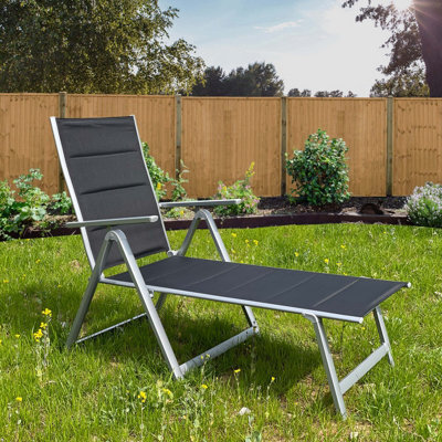 Gardenco Deluxe Padded Folding Sunlounger, Textoline Outdoor Reclining Weather Resistant Garden Furniture Sun Lounger Bed - image 1