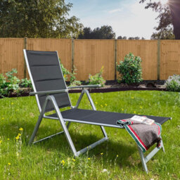 Gardenco Deluxe Padded Folding Sunlounger, Textoline Outdoor Reclining Weather Resistant Garden Furniture Sun Lounger Bed - thumbnail 2