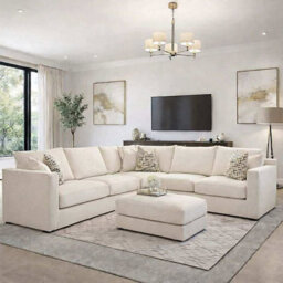 Home & Love Luxury Aston Fixedback Corner Sofa - Cream