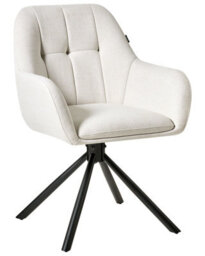 Wyld And Coco Prestige Home Swivel Dining Chair, Off-White Fabric With Metal Base - W57 X D68 X H84Cm - thumbnail 3