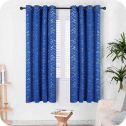Deconovo Foil Printed Thermal Curtains 46 X 54 Inch Blue 2 Panels Super Soft Ring Top Blackout Curtains For Boy Bedroom - thumbnail 2