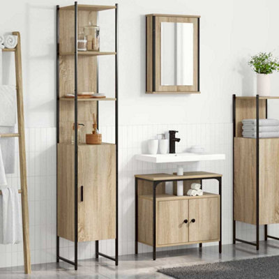 Walplus Bathroom Furniture Set 3 Pcs Sonoma Oak 33 X 33 X 185.5 Cm - image 1