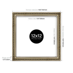 12X12 Champaign Ornate Picture Frame (30.5 X 30.5Cm) Poster, Photo, Artwork, Gallery Wall Or Print - thumbnail 2