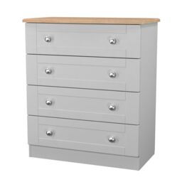 Santander Ready Assembled Matt Grey & Oak 4 Drawer Wide Chest (H)882mm (W)765mm (D)415mm - thumbnail 2