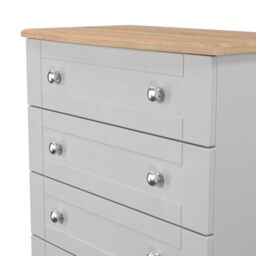Santander Ready Assembled Matt Grey & Oak 4 Drawer Wide Chest (H)882mm (W)765mm (D)415mm - thumbnail 3