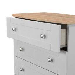 Santander Ready Assembled Matt Grey & Oak 4 Drawer Wide Chest (H)882mm (W)765mm (D)415mm - thumbnail 4