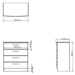 Santander Ready Assembled Matt Grey & Oak 4 Drawer Wide Chest (H)882mm (W)765mm (D)415mm - thumbnail 5