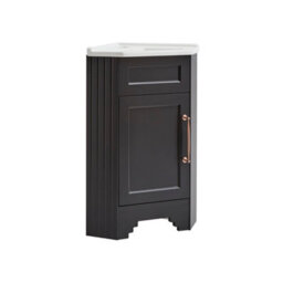 Homestylestore Black Grey 580mm Corner Bathroom Vanity Unit And Oil Rubbed Bronze T Bar Handles - thumbnail 1