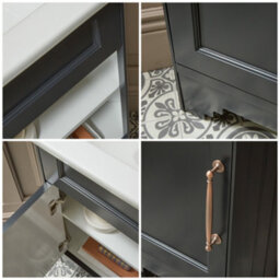 Homestylestore Black Grey 580mm Corner Bathroom Vanity Unit And Oil Rubbed Bronze T Bar Handles - thumbnail 2