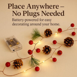 Marco Paul 7Ft Pre-Lit Berry & Acorn Garland - thumbnail 5