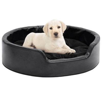 Berkfield Dog Bed Black 69X59X19 Cm Plush And Faux Leather - image 1