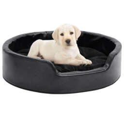 Berkfield Dog Bed Black 69X59X19 Cm Plush And Faux Leather
