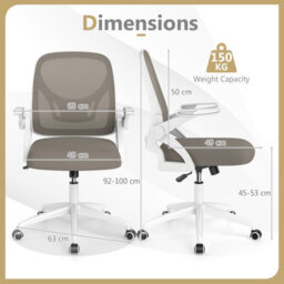 Gainoom Grey Office Chair Swivel Mesh Desk Chair Adjustable Height - thumbnail 2