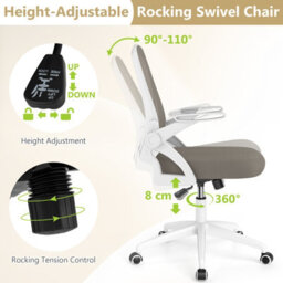 Gainoom Grey Office Chair Swivel Mesh Desk Chair Adjustable Height - thumbnail 7