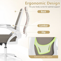 Gainoom Grey Office Chair Swivel Mesh Desk Chair Adjustable Height - thumbnail 6