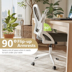 Gainoom Grey Office Chair Swivel Mesh Desk Chair Adjustable Height - thumbnail 8