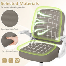 Gainoom Grey Office Chair Swivel Mesh Desk Chair Adjustable Height - thumbnail 5